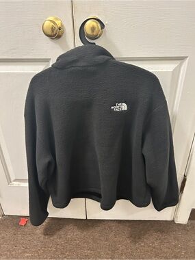 The North Face womens Black Fleece Zip-Up with White Logo